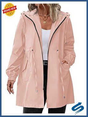 Waterproof Long Raincoat Plus Size Hooded Windbreaker